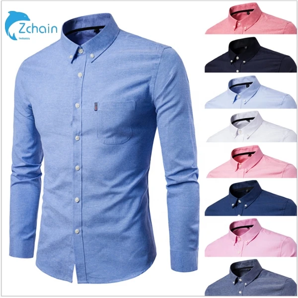 

OEM 9 colors cotton oxford casual formal business dress tops blouse long sleeve soft slim fit high quality men formal shirt, Picture shown