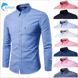 OEM 9 colors cotton oxford casual formal business dress tops blouse long sleeve soft slim fit high quality men formal shirt