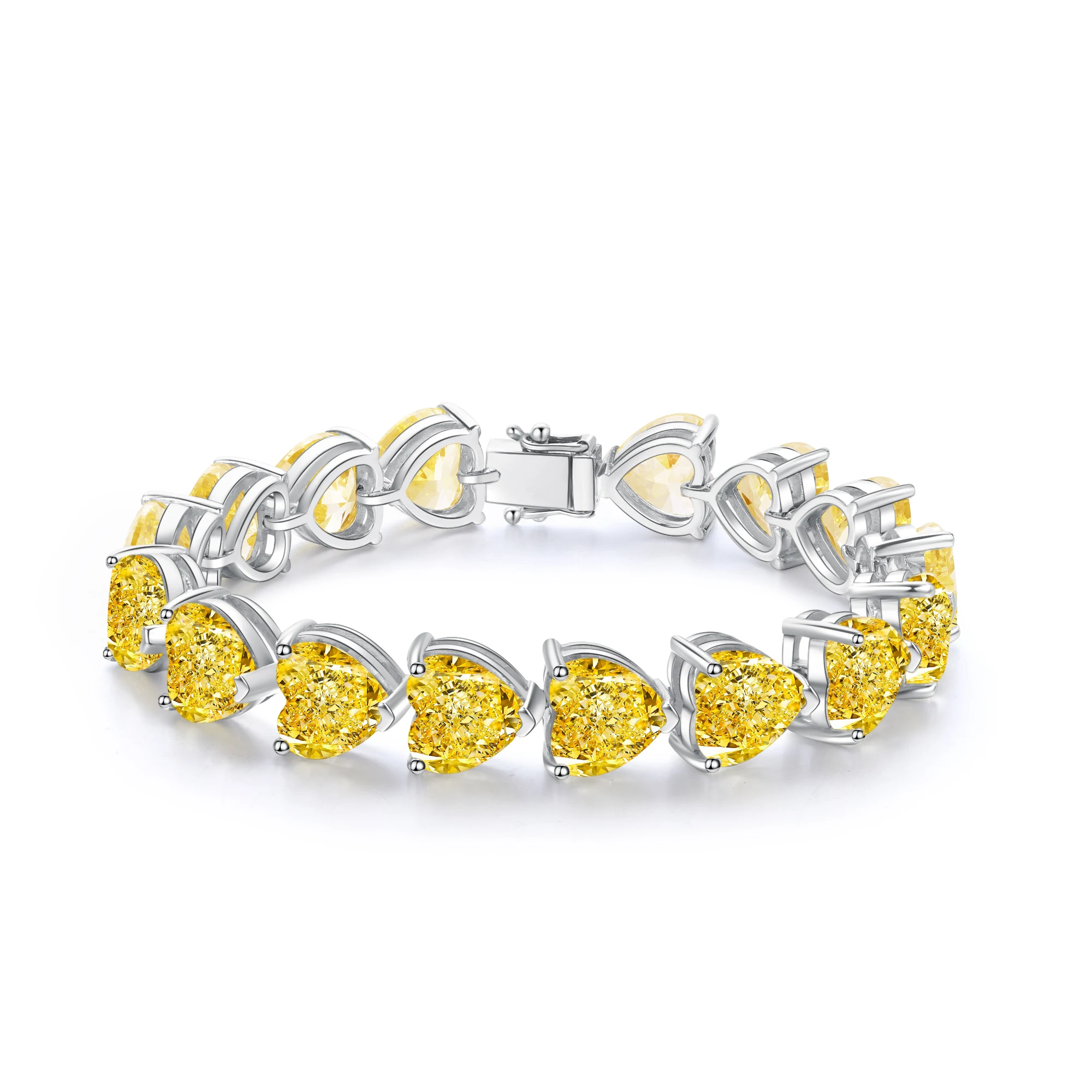 

Popular Valentine Gift Heart shape Simulated diamond Gems Stone Jewelry Bracelet Women, Pink, yellow, white