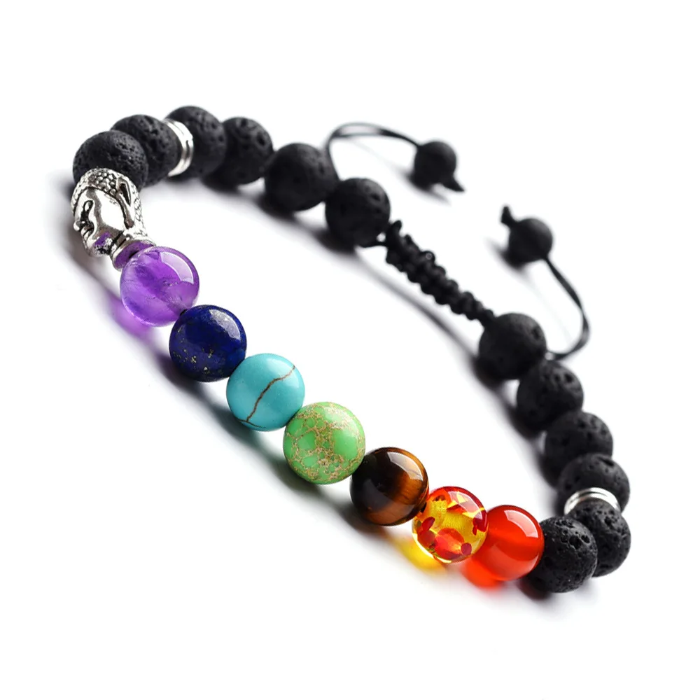 

Handmade design oem custom wrap healing bracelets with stones natural semi stone braided chakra beads Bracelet with charms, As is or customized