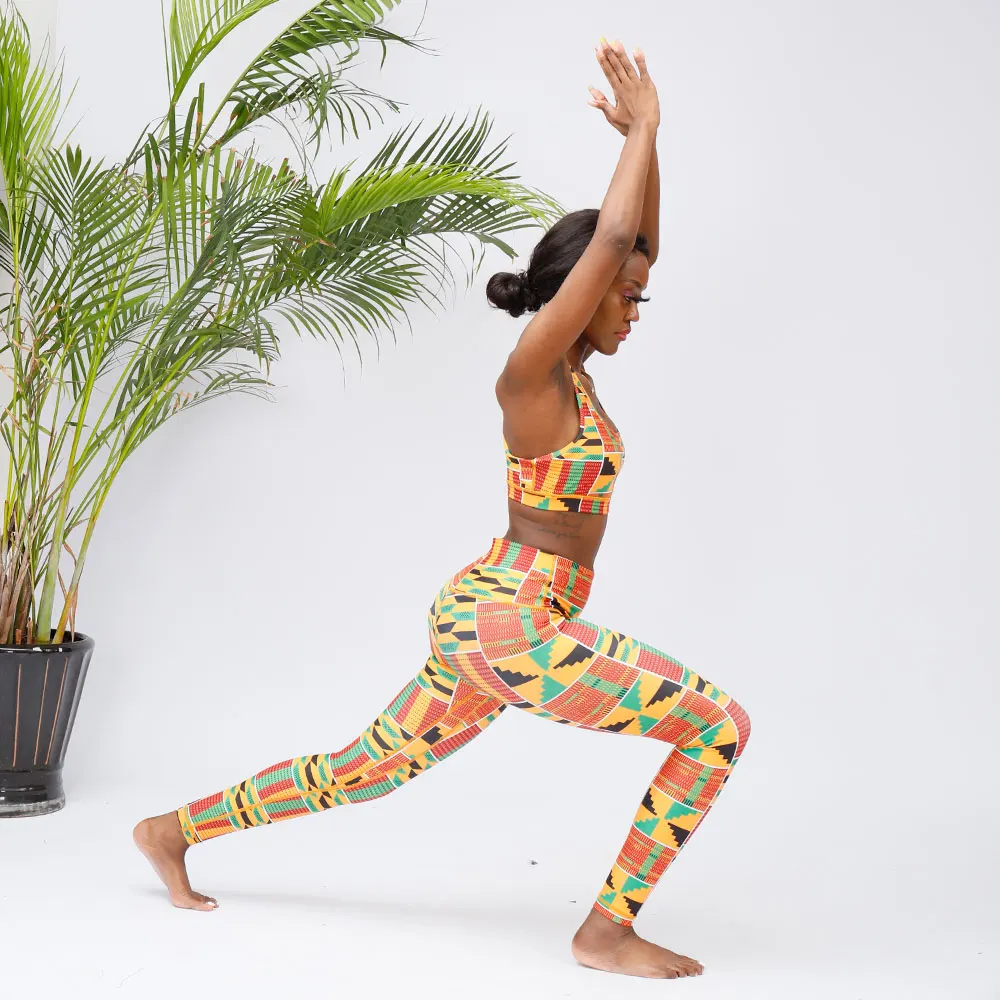 

2021 Fashionable Designer African Style Daily Training Lady Yoga Bra Fitness Sports Clothing, As picture