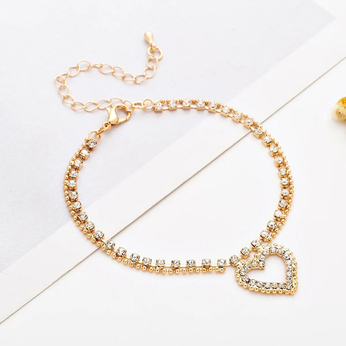 

Chain Fashion 18K heart Shape Micro Pave Women Pendants Jewelries Charm Anklet