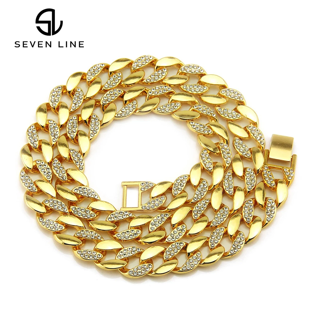 

Hip-hop style jewelry 18k pvd gold plated bead chain necklace 30-inch large gold chain Cuban chain necklace