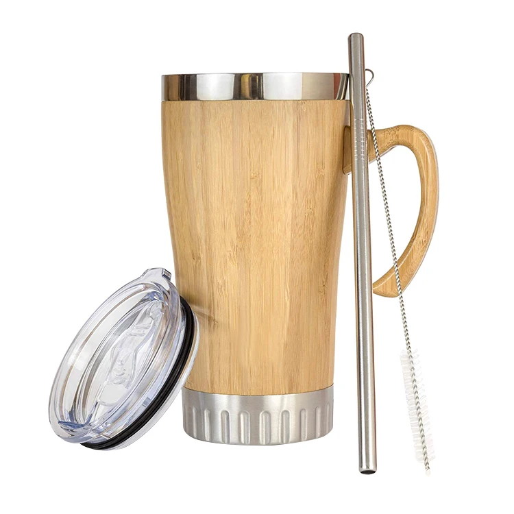 

Custom Printed Reusable Bamboo Cups With Handle, Customized