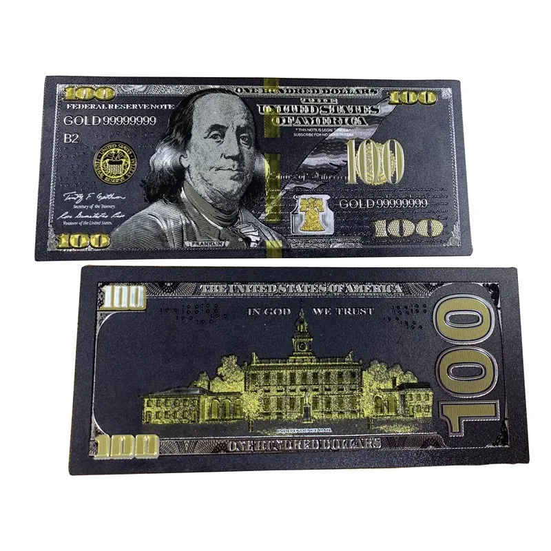 

High-tech Waterproof Black gold design USA dollar money 100 dollar bills USD 100 Black banknote