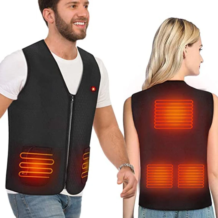 

Black Neoprene Sleeveless Warming USB Rechargeable Hunting Washable Heated Clothing Heated Vest Men, Black,gray