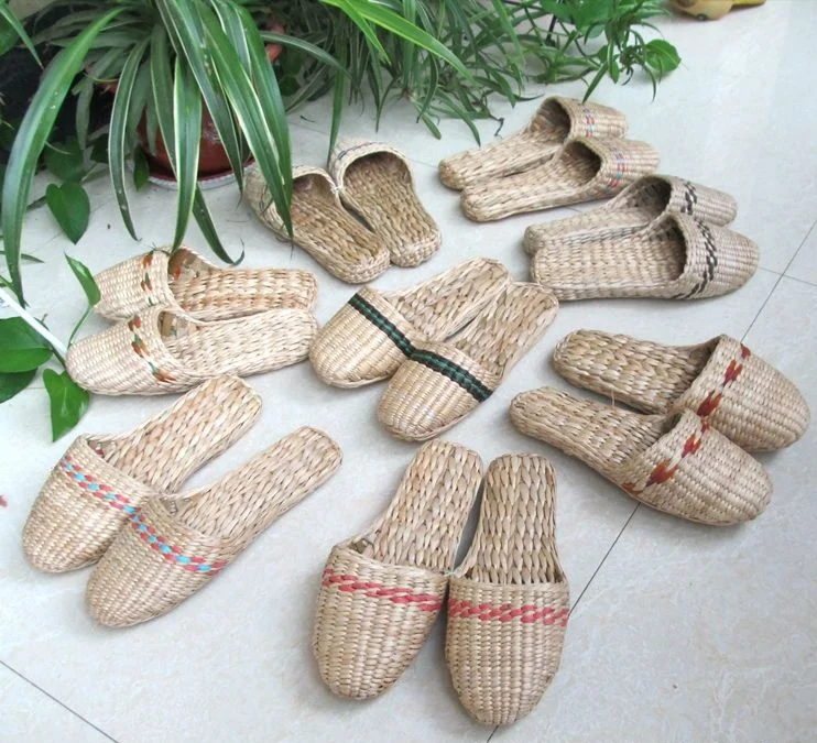 

Summer Fashion Unisex Home Women's And Men's Straw Slippers New Couple Handmade Chinese Style Flat Sandals Flip-Flops Slippers