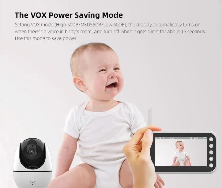 new baby monitor 4.5 inch 720P night vision smart wholesale wireless baby sleep sound monitor with PTZ camera Babyfoon ABM200