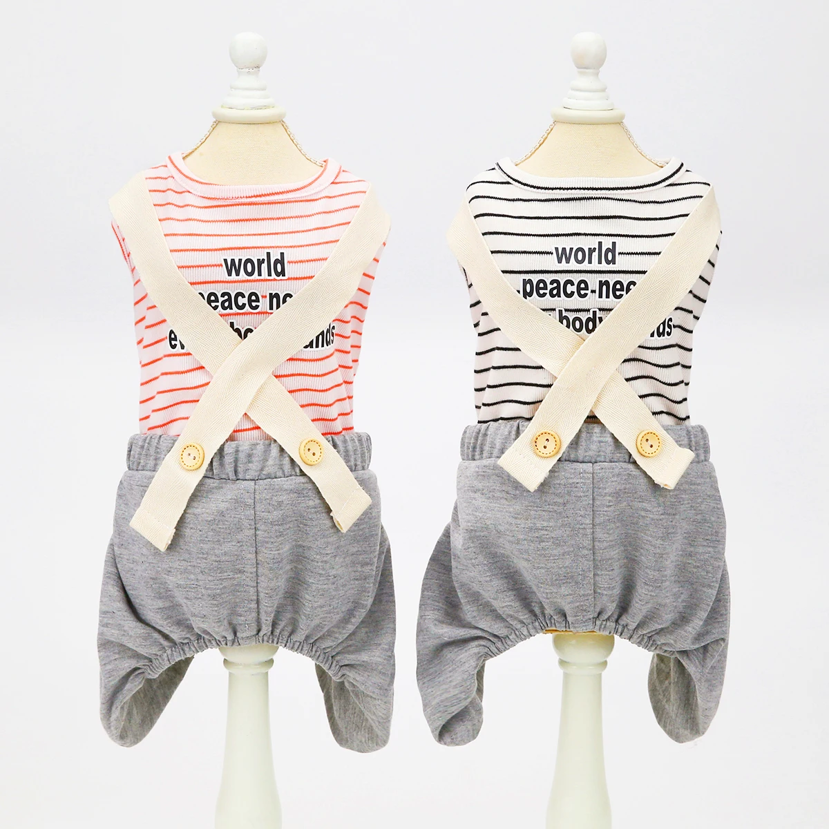 

Pet Clothes Striped Teddy Dog Spring Summer Thin Housewear Pet Suspenders, Picture
