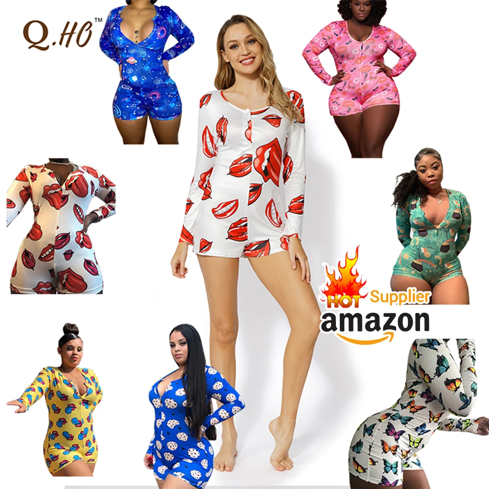 

Hotsales High Quality Multi-pattern 3XL 4XL 5XL Xmas Plus Size Christmas Holiday oOnesie Pajamas For Women, As picture