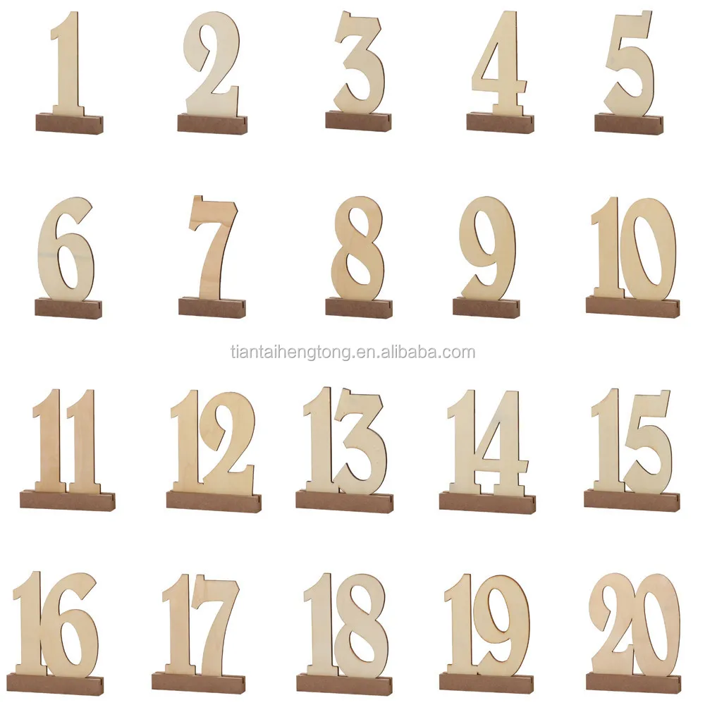 Party Standing Table Numbers Georgia Font MDF Wooden Wedding