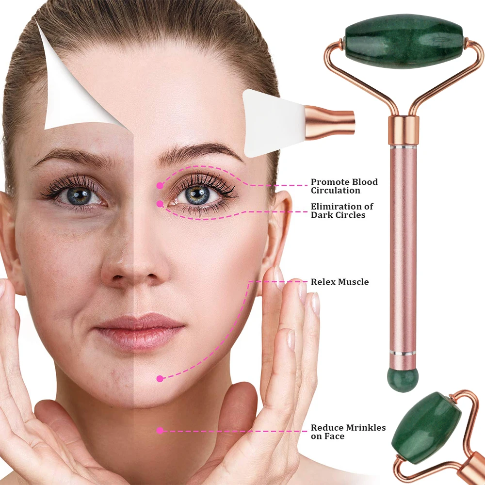 

Manufacture Personal Fohead Skin Care Small Box Mini 3 In 1 Jade Roller, Rose gold,gold ,gray