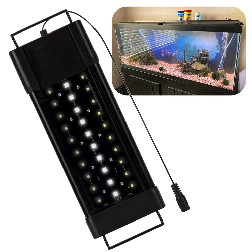 

Home 30-120 Inches IP68 Dimmable Fish Tank Light Eco RGB Full Spectrum 68W Custom Programmable Timer Aquarium for fish, Black