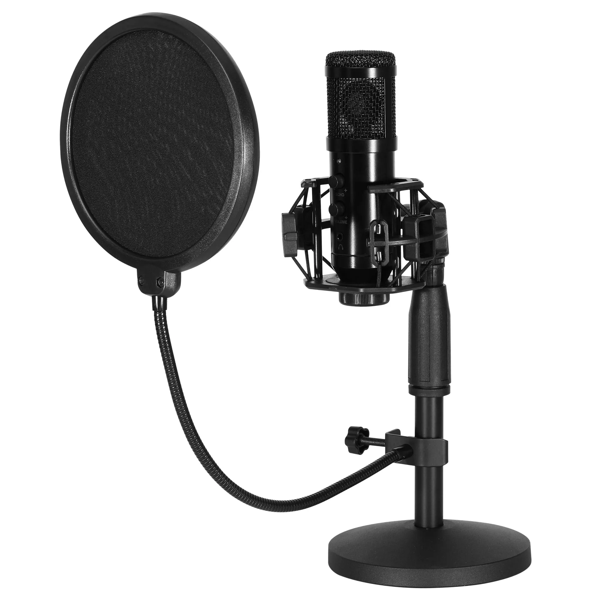

Professional USB Microphone bm800 condenser mic shock mount stand kit for chats, singing, home studio, gaming recording