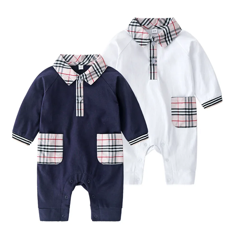 

2021 new baby clothes Spring and Autumn cotton long-sleeved Plaid Romper baby bodysuit newborn infant & toddlers clothing