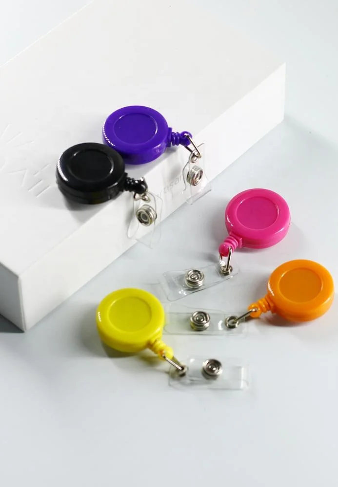 
Custom plastic retractable badge reel metal clip with ID card holder 