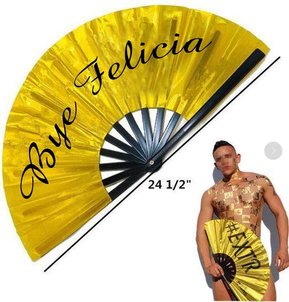 

[I AM YOUR FANS] 2023 Factory Price Customized Large Big Size Bamboo Fabric Foldable Hand Fan for Nightclub Use