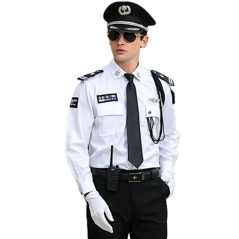

Custom Military Clothing Airport Uniforms For Police Suit Clothes Security Jacket Guard Uniform, White