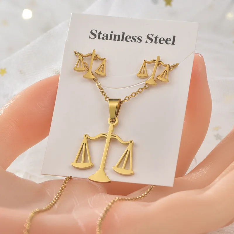 

Fashion Gold Plated Filled Stainless Steel Leaf Pendant Statement Earring Necklace Ladies Jewelry Set Women Girls