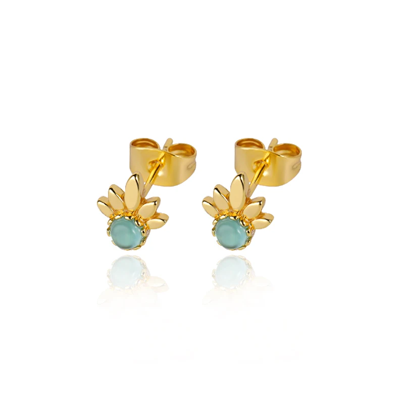 

Hot Sell Stainless Steel Earring Small Gift Economic Birthday Flower Stone Gifts Lady Stud Earring Woman