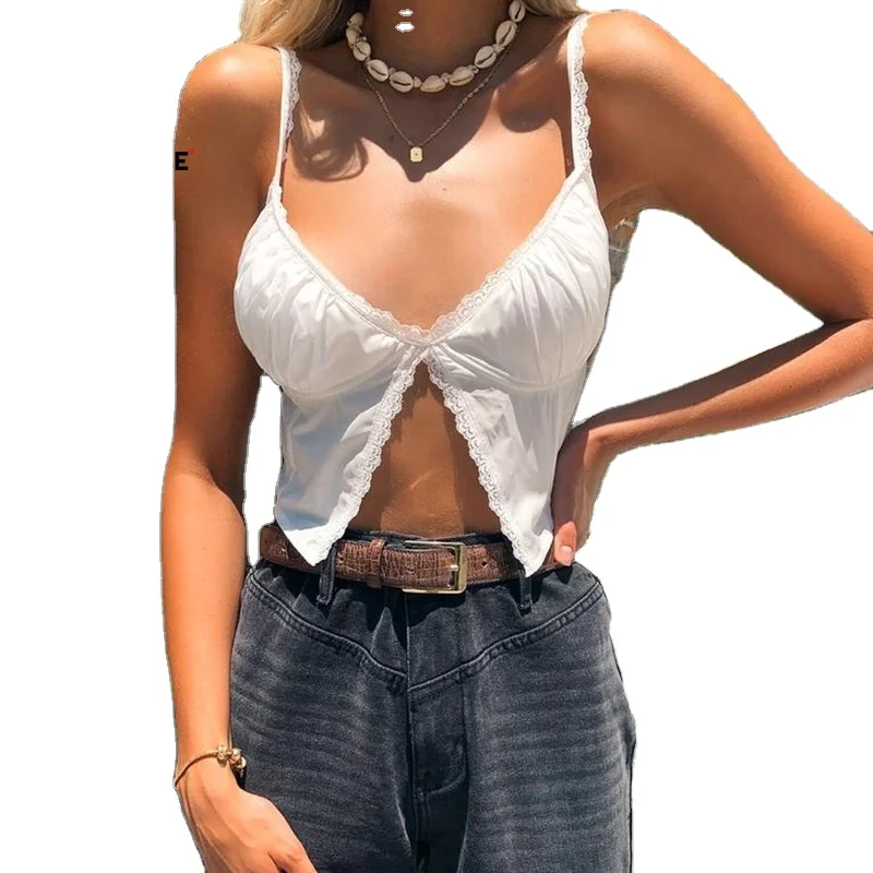 

V-Neck Backless Tank Tops Women's Crop Vest Summer White 2020 Fashion Beachwear Casual Backless Women Tops