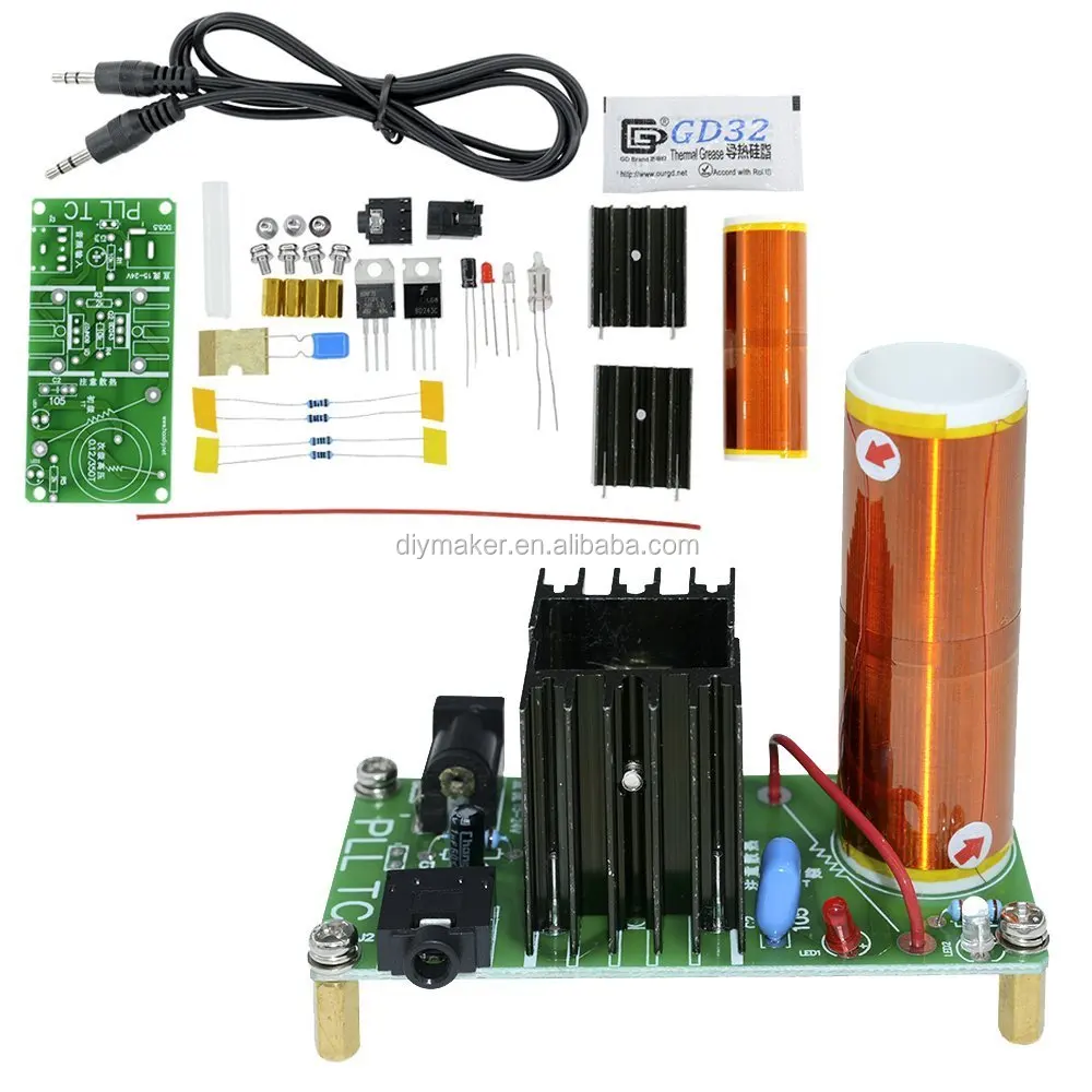 Assembled Tesla Coil 15W Music Speaker Electronic Field Project Kits Wireless 