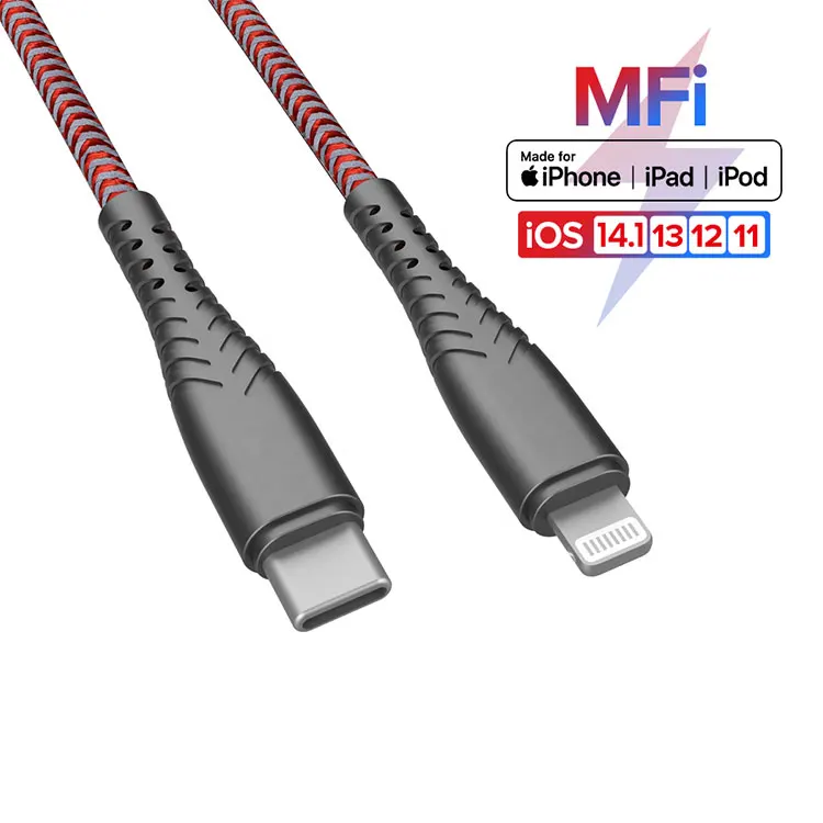 

C94 MFi Certified Lighting Cable Original 8pin For iphone 12 MacBook ipad PD 18w Fast Charging MFI Type-C Cable Data Kable, Blue purple grey silver red gold green or customized