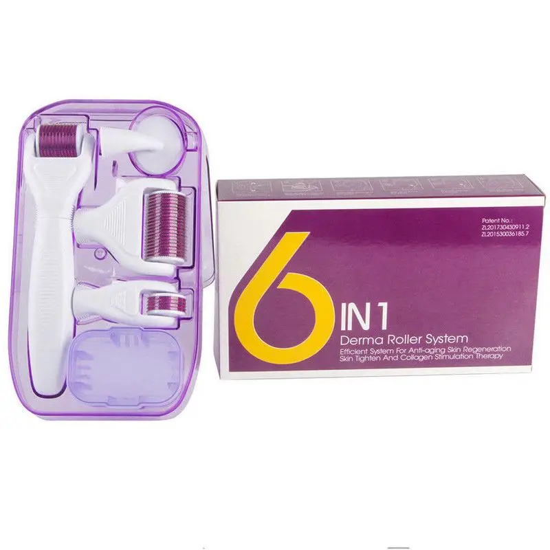 

6 in 1 Microneedle Derma Roller Kit Titanium Dermaroller Micro Needle Facial Roller Skin Care For Skin Care and Body Treatment