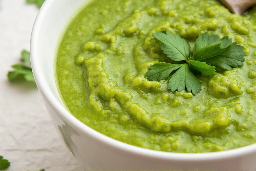 Coriander coconut chutney served with dosa and idli on banana leaf