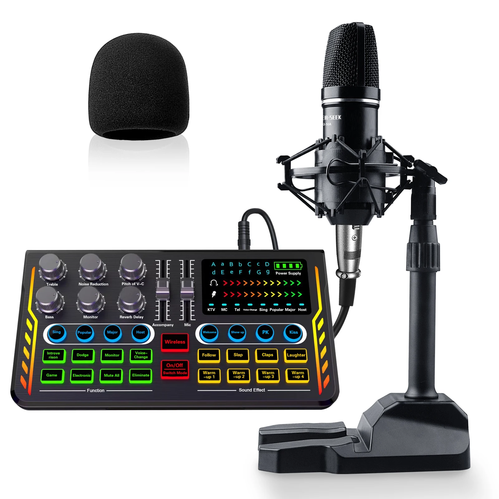 

Hayner-Seek Hot Sale Live Streaming Audio Interface Kit Studio Condenser Microphone and USB Sound Card