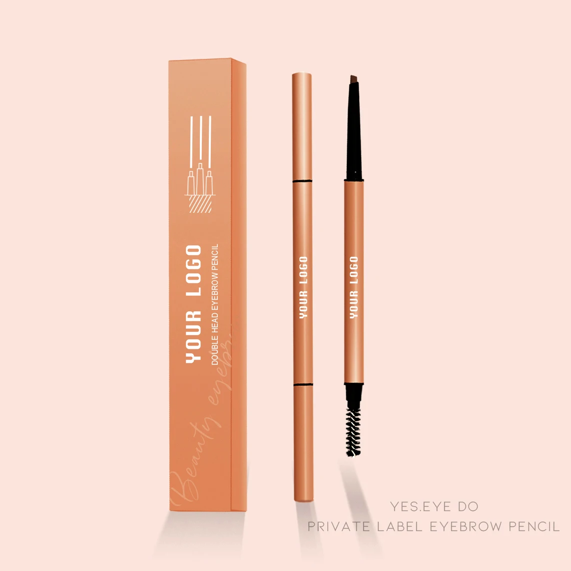 

Double sided eyebrow pencil and brush Private Label Waterproof without taking off makeup EYE OEM beige nude, 7 colors