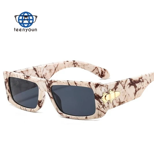 

Teenyoun Rectangle Shape Marble Rectangle Vintage 2023 Sun Glasses Sunglasses