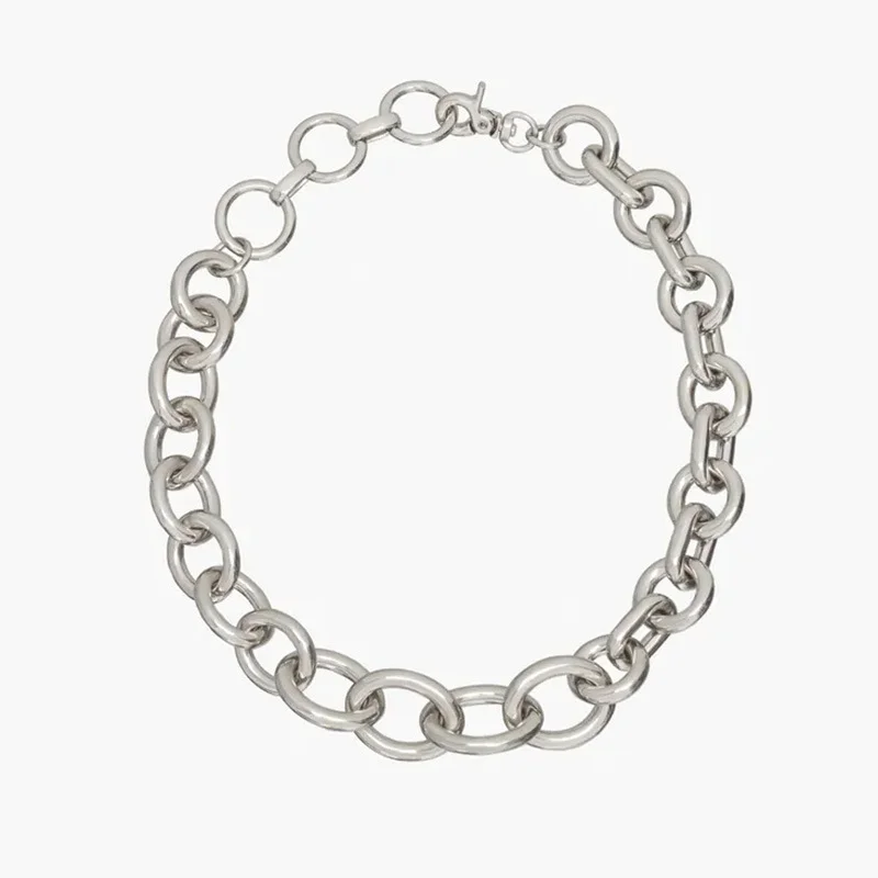 

Retro European and American necklace simple exaggerated silver punk necklace trend clavicle chain