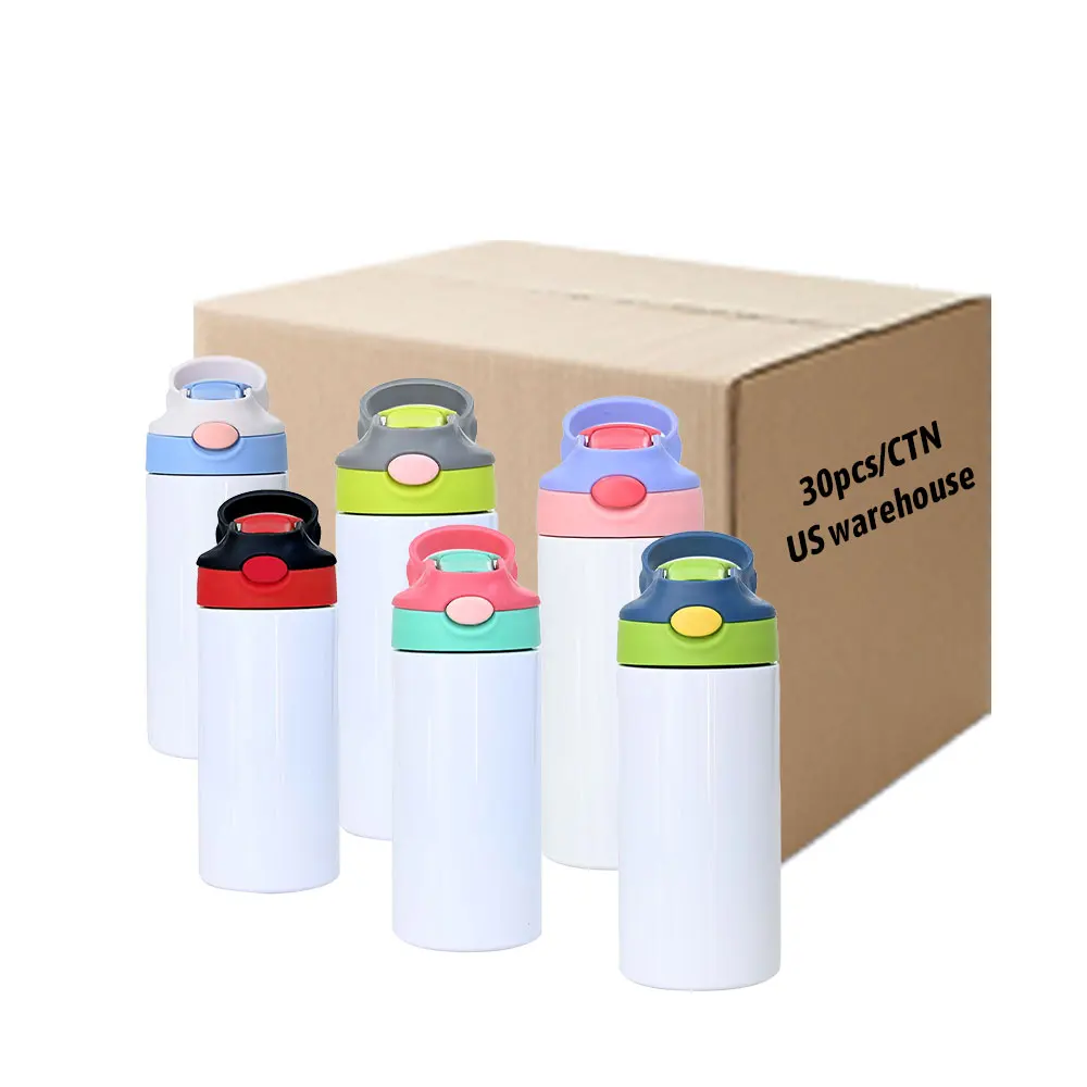 

USA warehouse BPA free 350ml Kids Sublimation Tumbler Stainless Steel straight sublimation blank lids mix color bounce cup