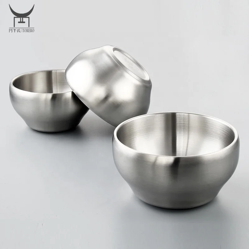 

Food grade stainless steel rice, soup bowl heatproof double-deck bowl serving bowls set