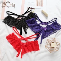 

Sexy Lace Bow Panties Female Transparent Temptation Low Waist Lace Crotchless Women Briefs Sexy Thong G String T-Pants Panties