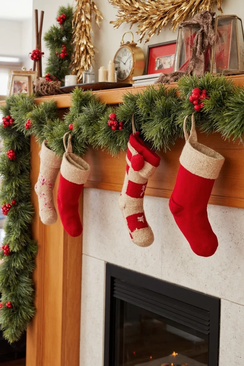 Decorated Christmas Garland with Kids Playing