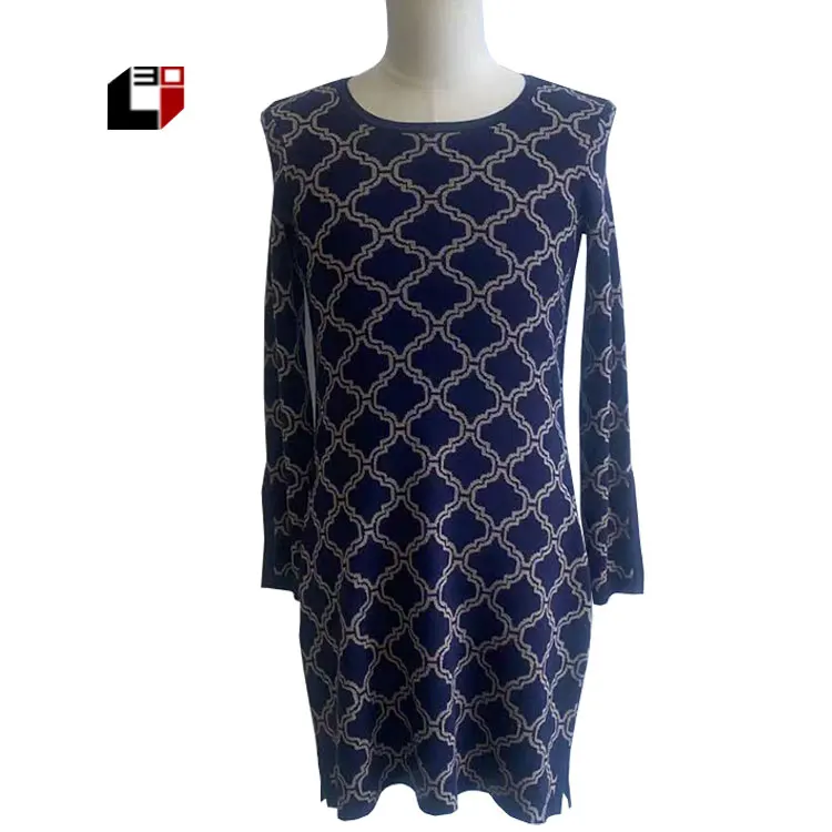 

2021 new arrival woman tops fashionable crew neck long sleeve computer knitted pullover sweater, Customized color