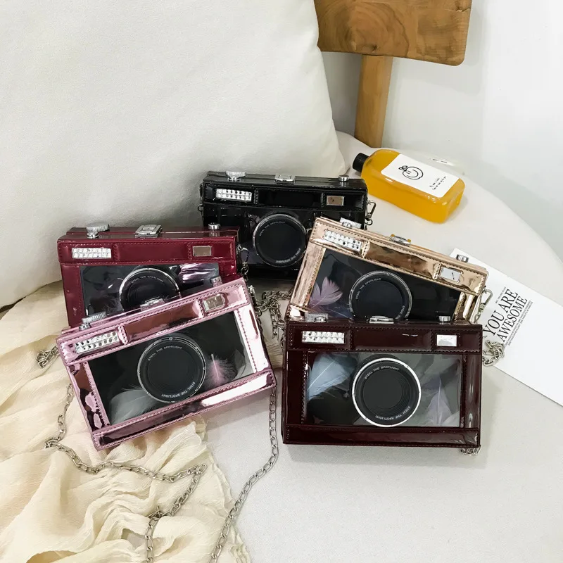 

Fashion Women's Bag New Shoulder Chain Bag Color pu square purse cell phone purse camera handbag Small Square Camera purse