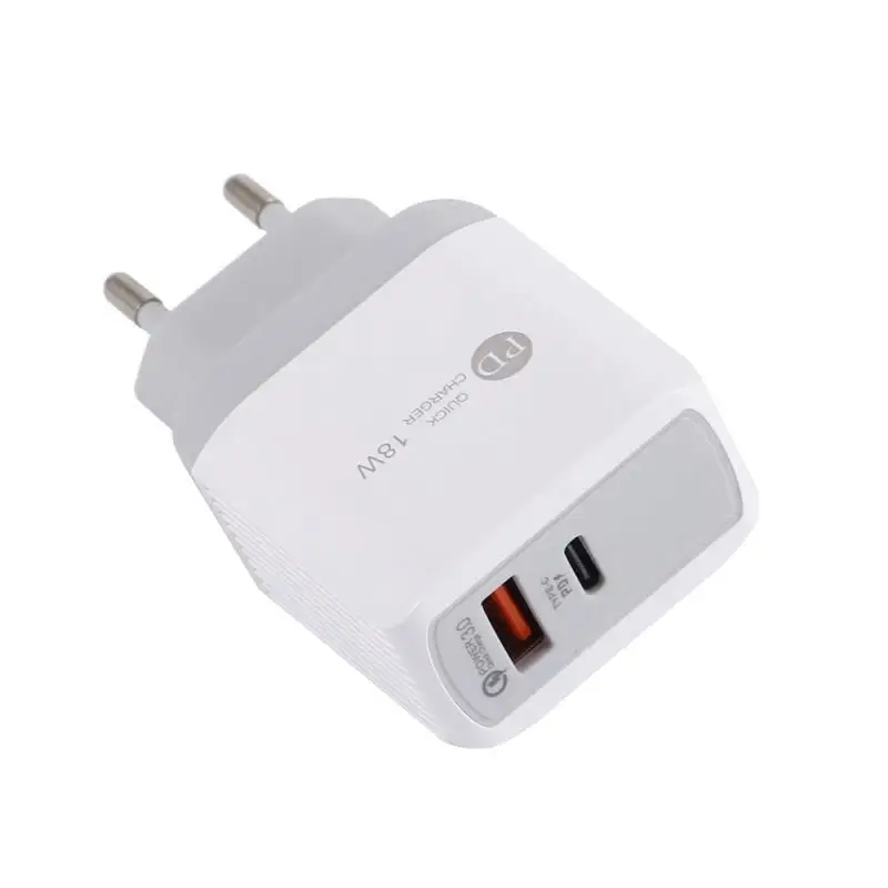 

Type-C 20W PD and QC 3.0 Fast Wall Phone Charger with US EU UK Plug for IPhone Ipad Xiaomin Huawei Mobile Phone, White+gray