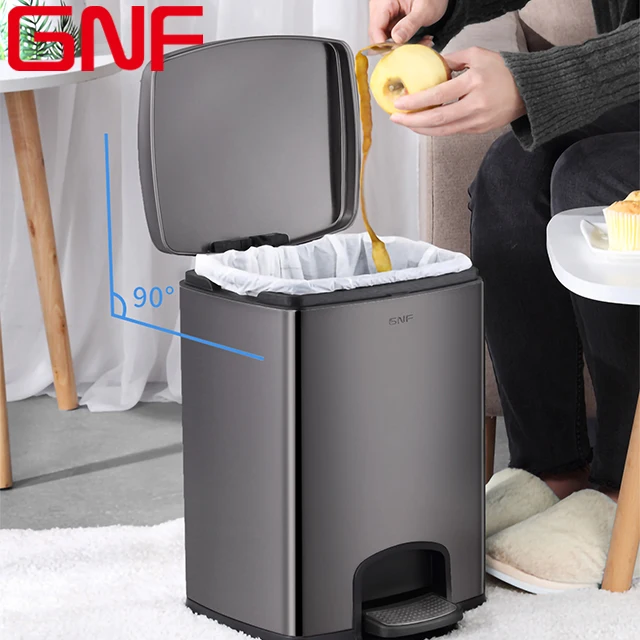 

GNF home 20L stainless steel metal pedal bin SS rubbish bins kitchen touchless garbage bins with lid, Silver, black gold, champagne gold,