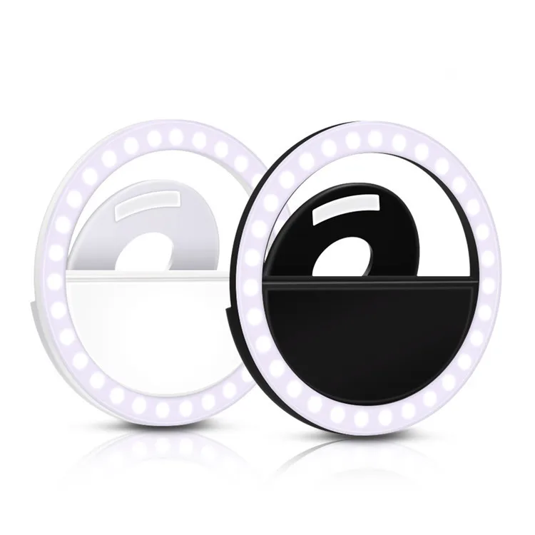 

Clip on 36 Led Ring RK12 Beauty LED Flash Selfie Light for All Mobile Phones, Black/white/blue/pink