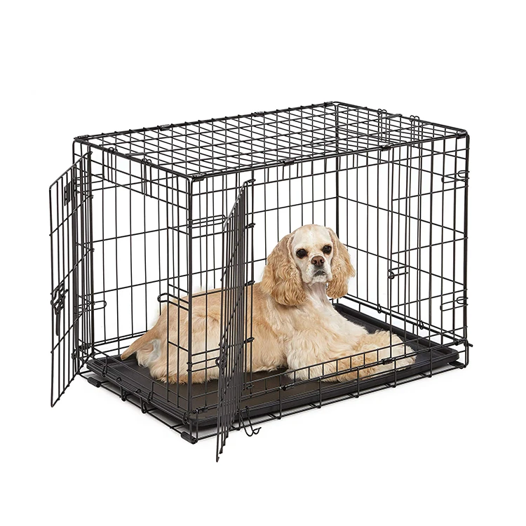 

Wholesale Durable Portable Foldable Two-Door Top-Load Stainless Steel Dog Pet Cage For Sale