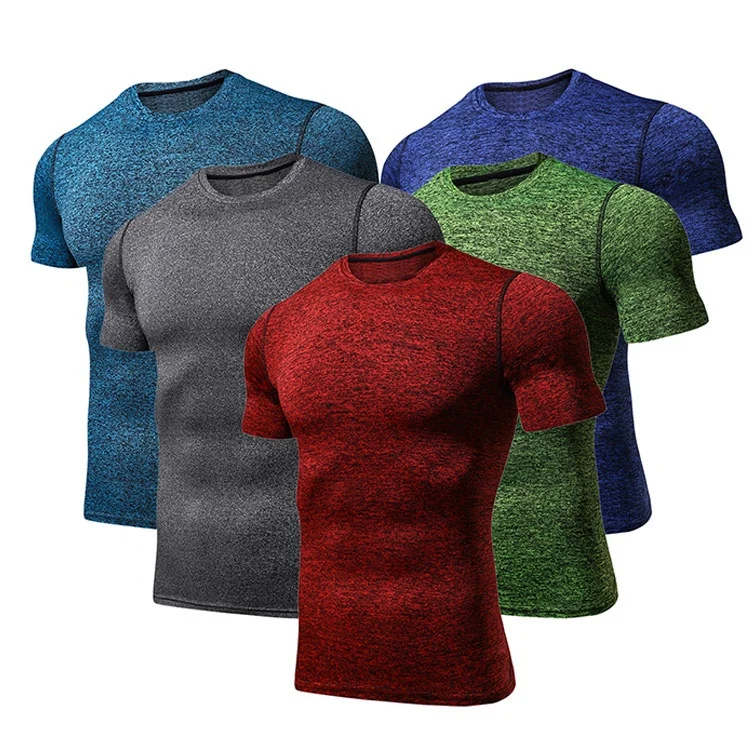 

2021 High Elastic Sweat Fast Dry Breathable Short Sleeve Sports Round Neck Fitness Long Sleeve Cycling T-shirt Mens T Shirts