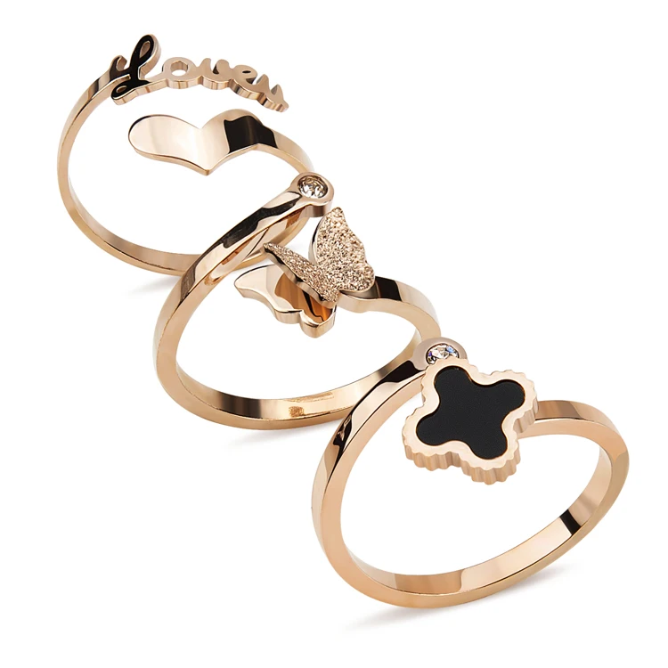 

Charare Custom rose gold plated butterfly ring for women jewelry set new arrival, Picture shows