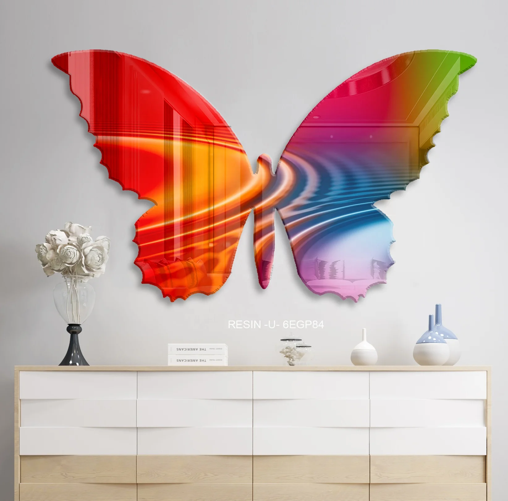 

Acrylic Irregular Carved Wall Art Butterfly Unique Shape Prints Home Decor Paintings Traces of colored Water Resin Painting