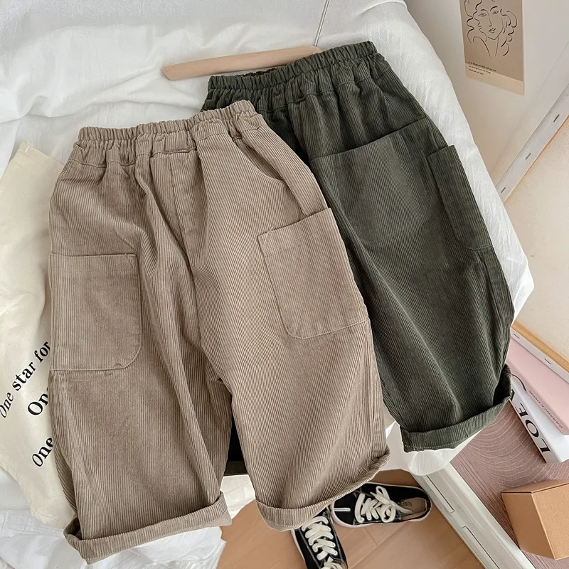 

2022 autumn new arrival infant boys corduroy pant child baby clothing wide leg vintage trousers 572YYQ2230033