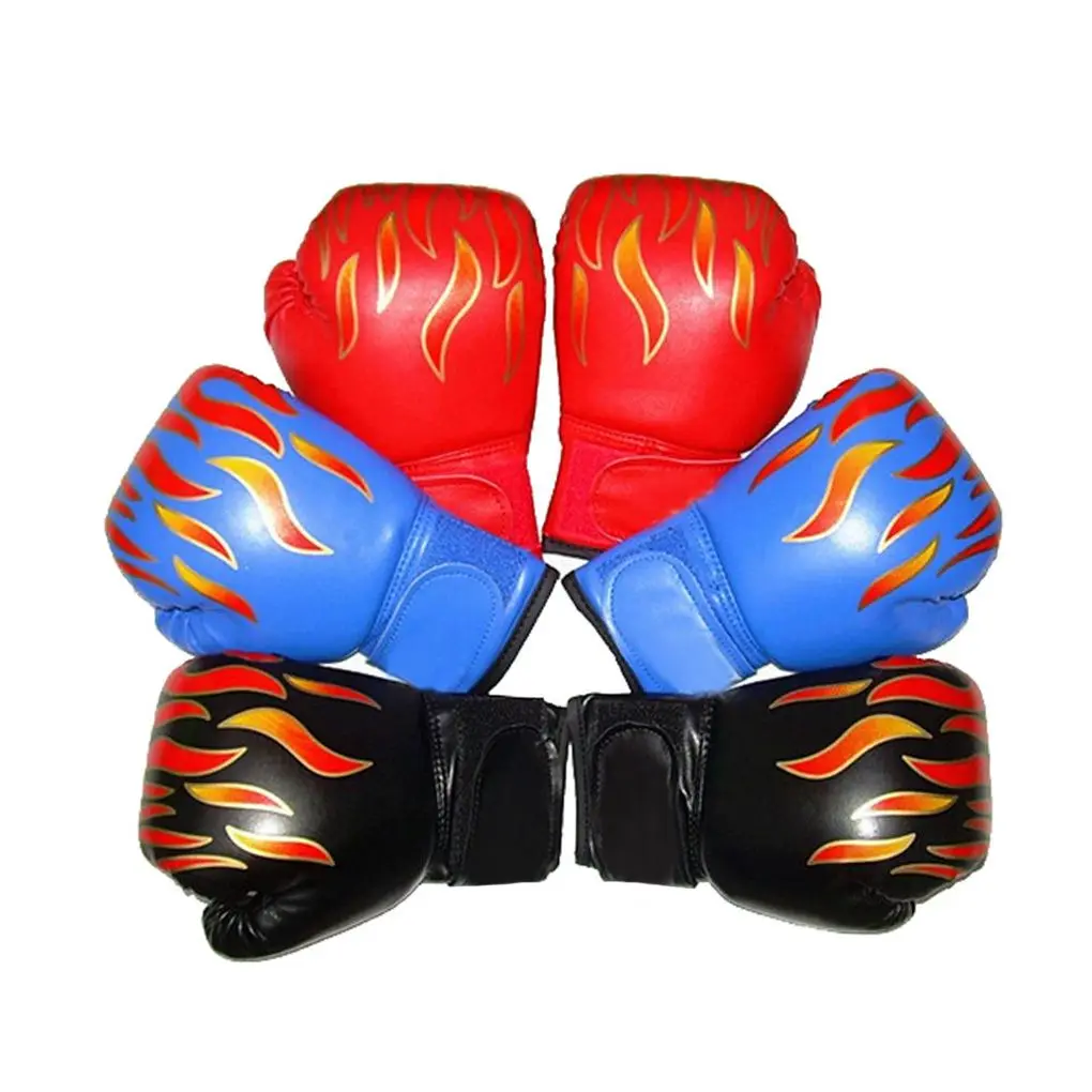 

Kids Children Boxing Professional Flame Mesh Breathable PU Leather Flame Sanda Boxing Training, Blue