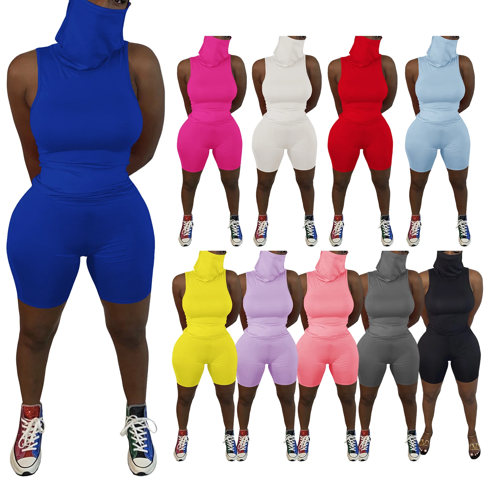

2021 summer women clothing two piece short pant set tracksuit