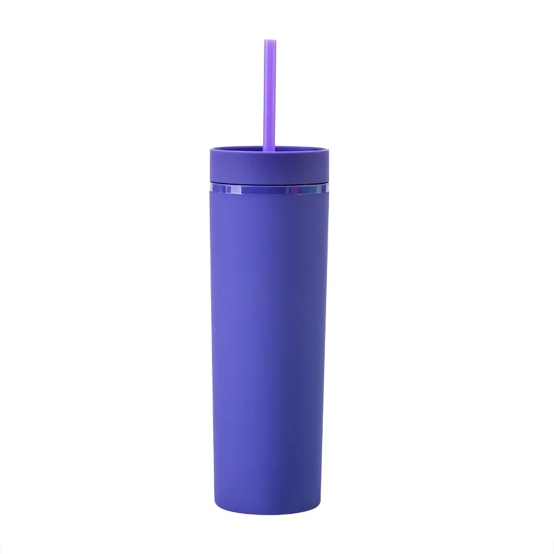 

Custom Wholesale 16oz Double Wall Plastic Skinny tumbler Insulated Tumbler Cups With Lid Straw, Customized color